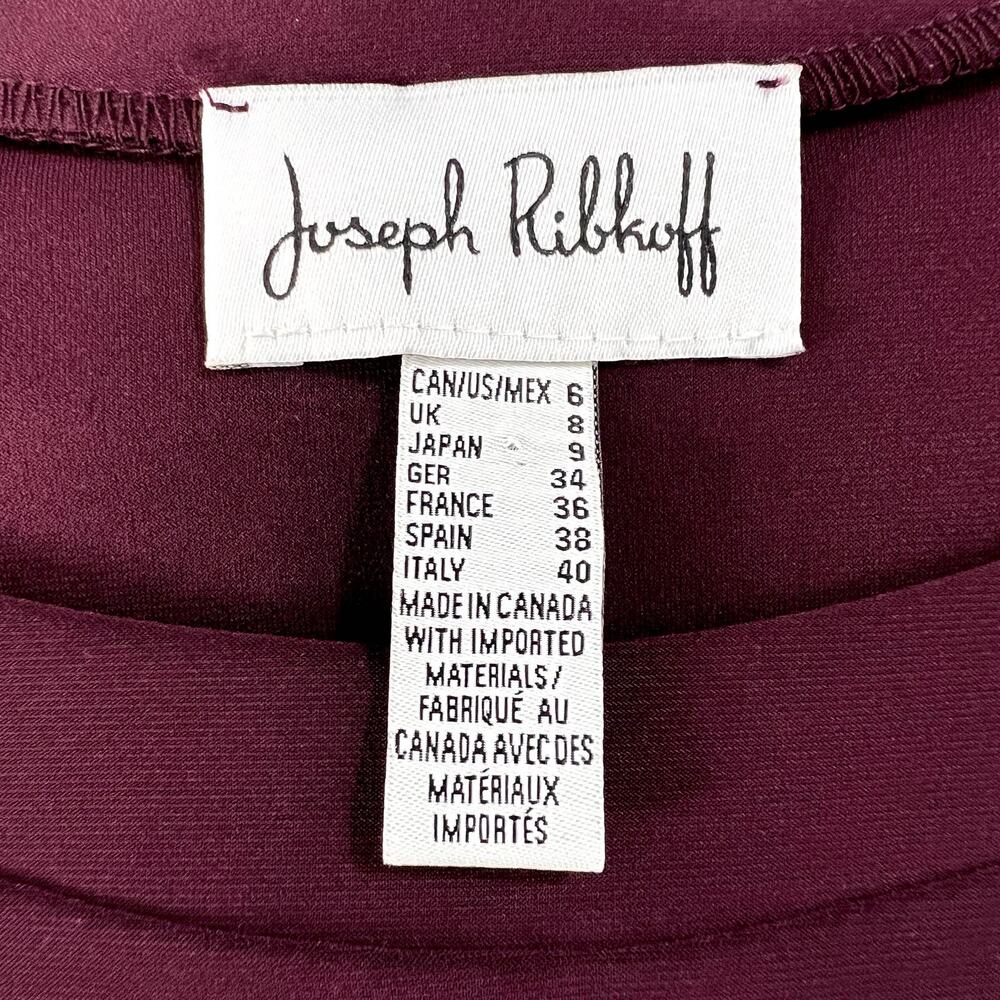 Joseph Ribkoff Tee Style 194103 3/4 Sleeve Split Cuff Square Neck Maroon Womens - Picture 7 of 11